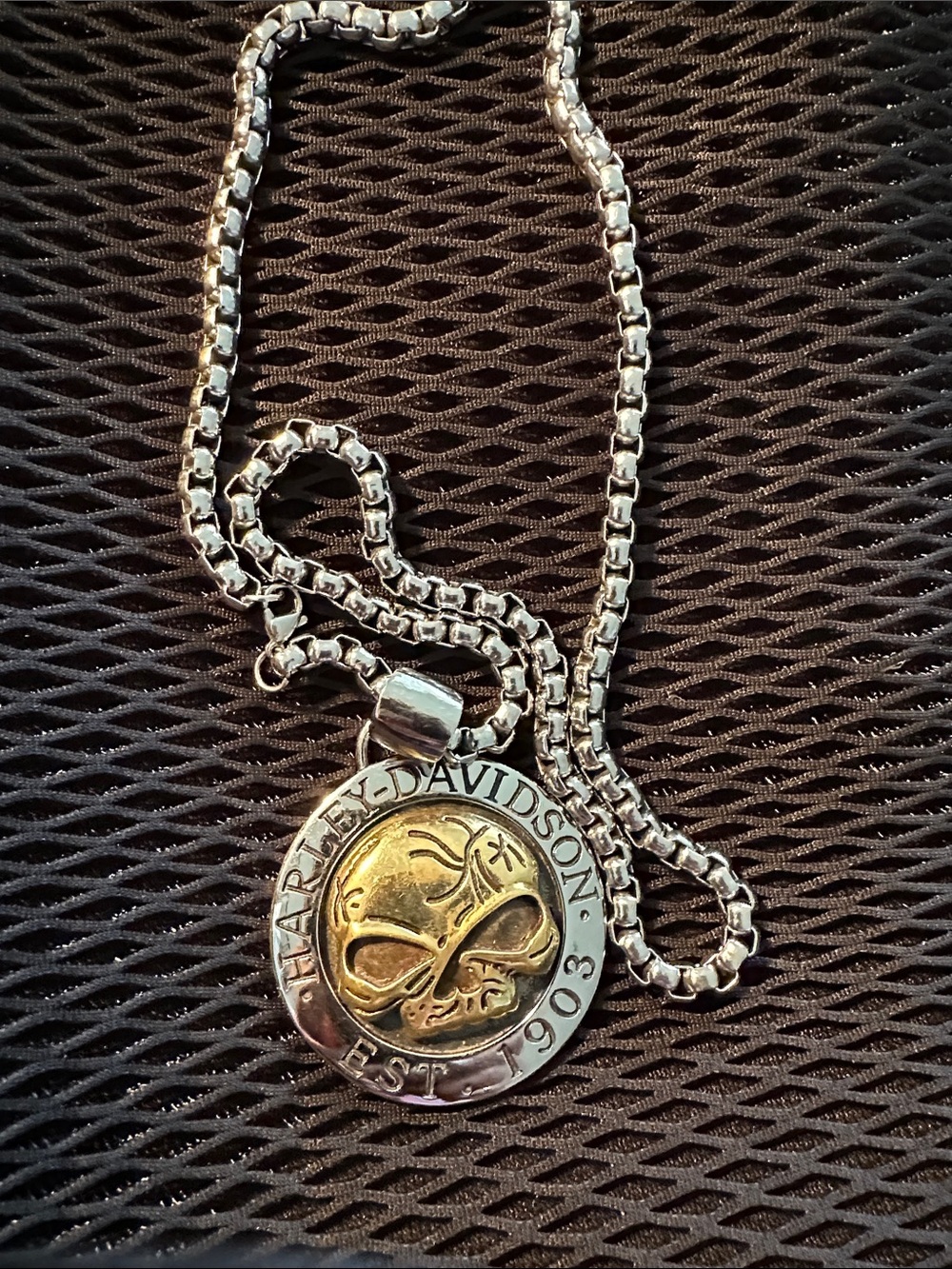 OFFICIAL Harley-Davidson necklace featuring the iconic Willie G Skull design.